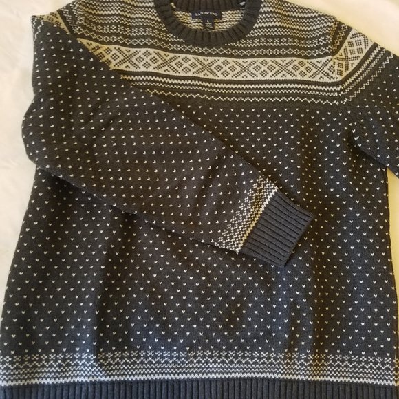 Lands' End Crew Neck Heart shaped Long Sleeve Large Sweater - Picture 1 of 7